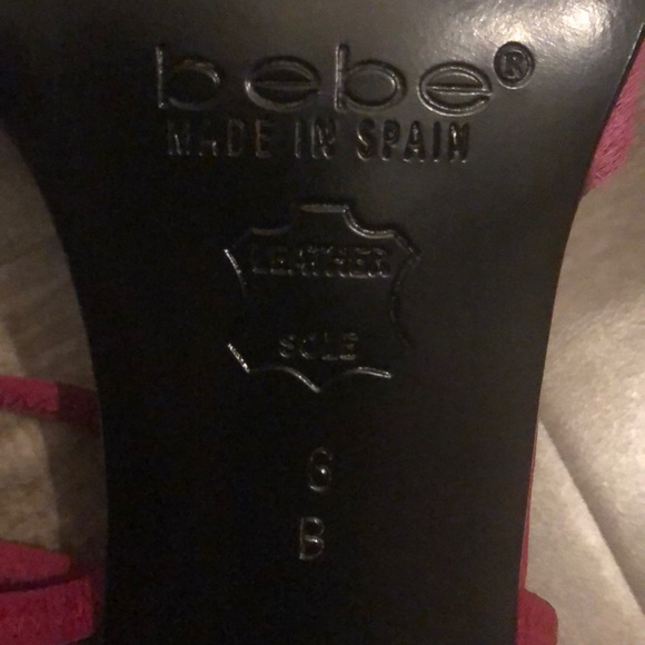 BEBE leather hot pink fuchsia sandal heels - Picture 4 of 11
